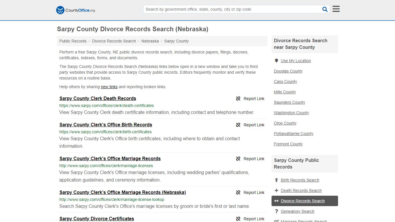 Divorce Records Search - Sarpy County, NE (Divorce ...